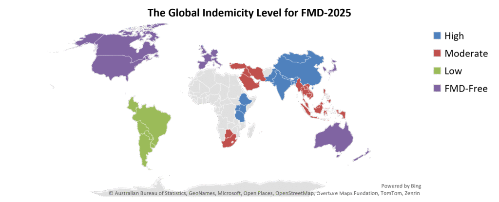Country Wise indemicity Level for FMD -2025